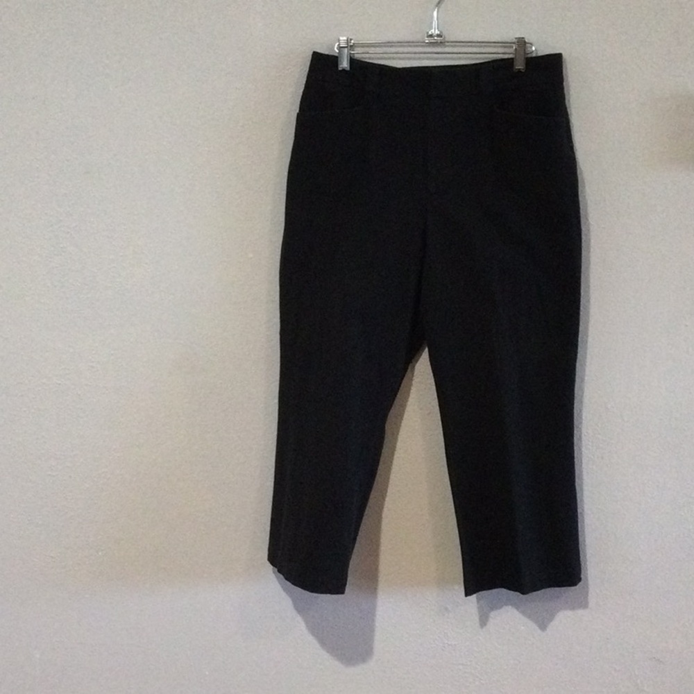Jones New York Country Black Stretch Straight Leg Cropped Dress Pant Size 10